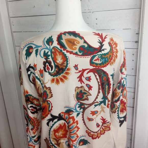 Chico's Women's Paisley CrewNeck Pullover Sweater Size Medium (Chico's 1) - Picture 6 of 12